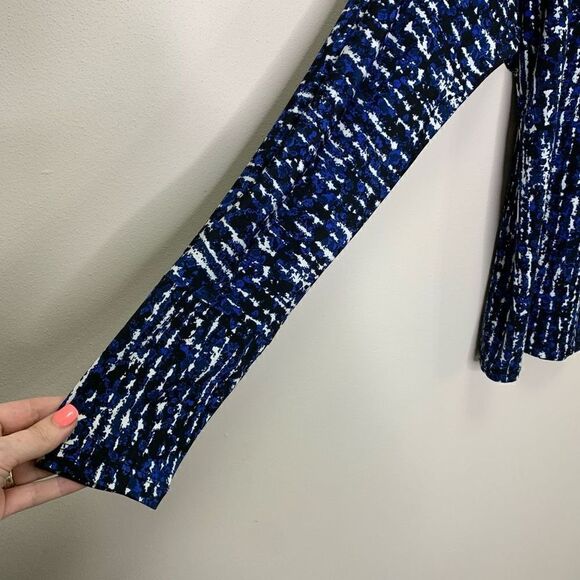 MICHAEL Michael Kors along Sleeve Blue Black Top Size Large (q1) - Picture 3 of 7